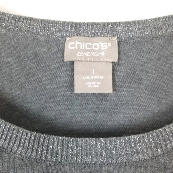 Chicos Zenergy Cotton Cashmere Sleeveless Sweater Shell Tank Top Gray Medium 1 - Picture 4 of 8